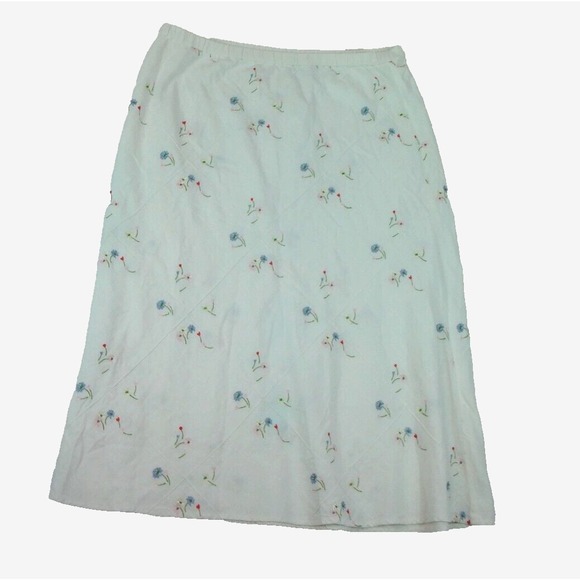 Susan Graver Style Dresses & Skirts - Susan Graver Women's XL Style‎ White Linen Blend Floral Embroidered Midi